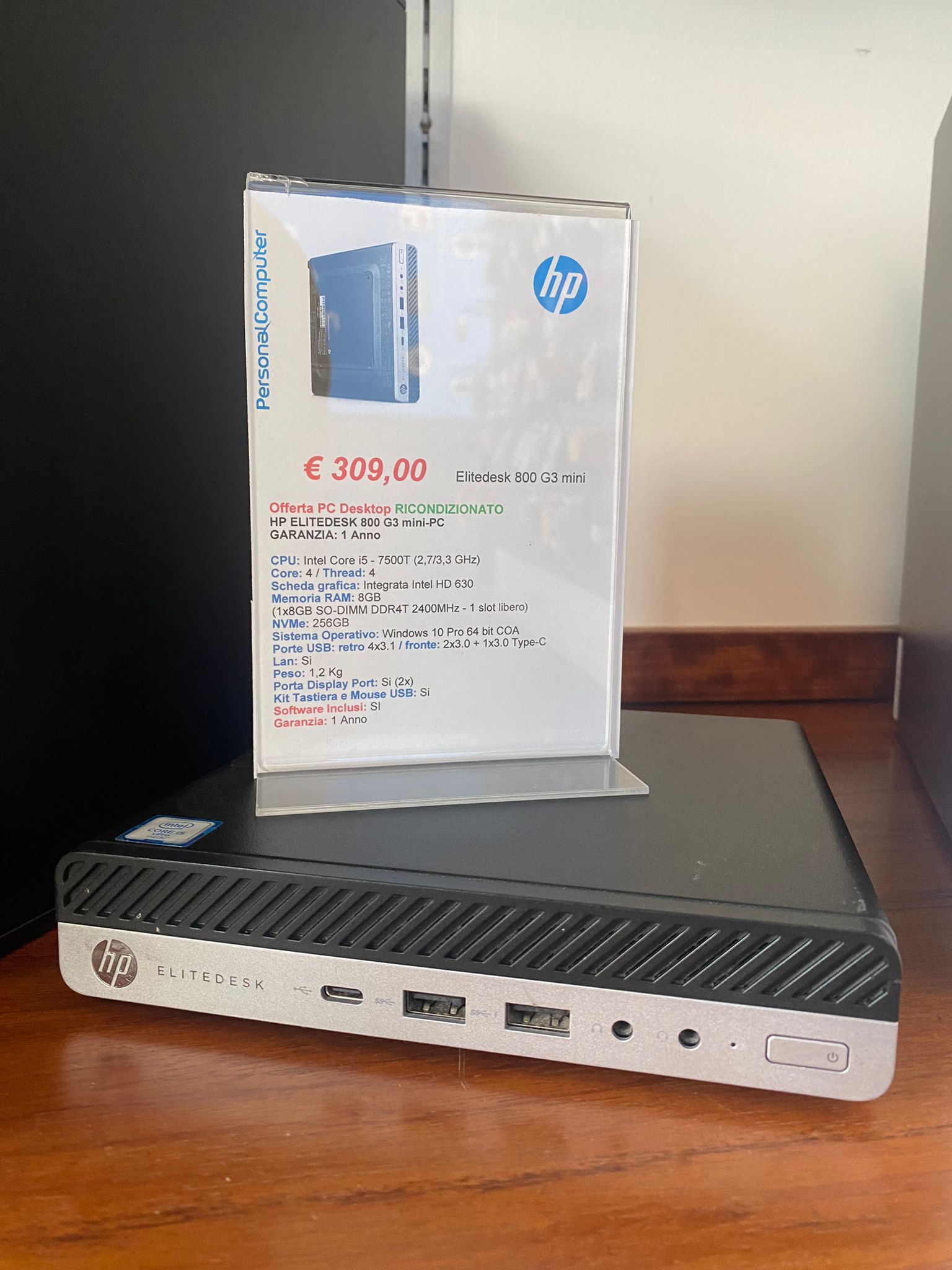 mini PC Refurb HP Elitedesk 800 G3 i5-7°gen.